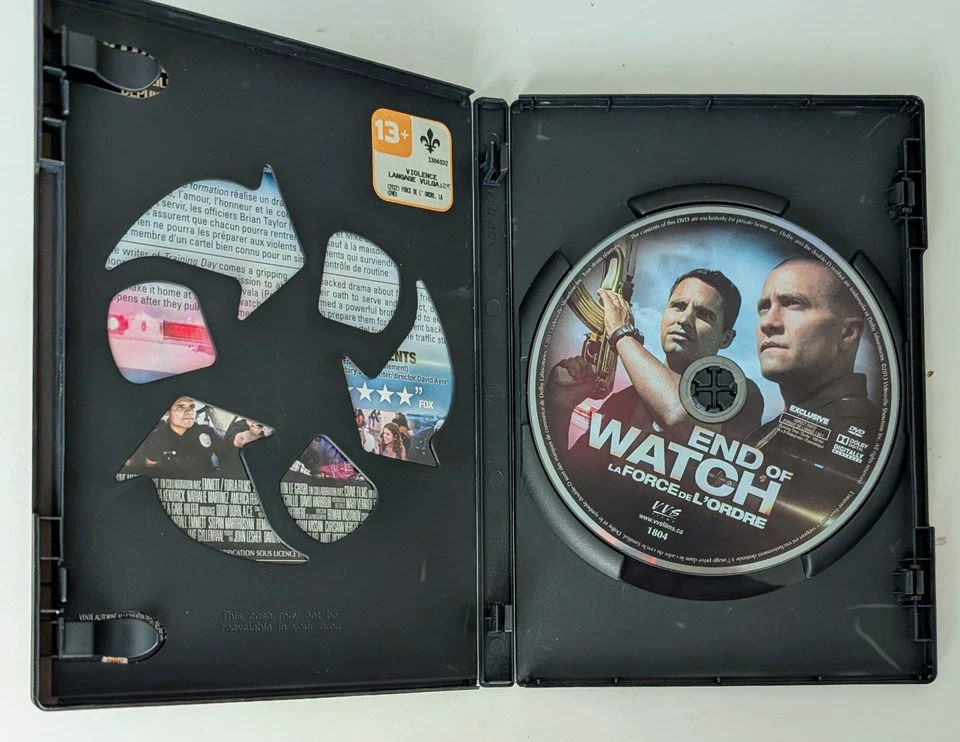 End of Watch DVD (2012) - Region 1 - FR/EN - VG+ (Tested) - Image 4 of 4