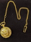 Gold tone Pocket Watch US American Eagle w/chain Japan Movement — photo 6
