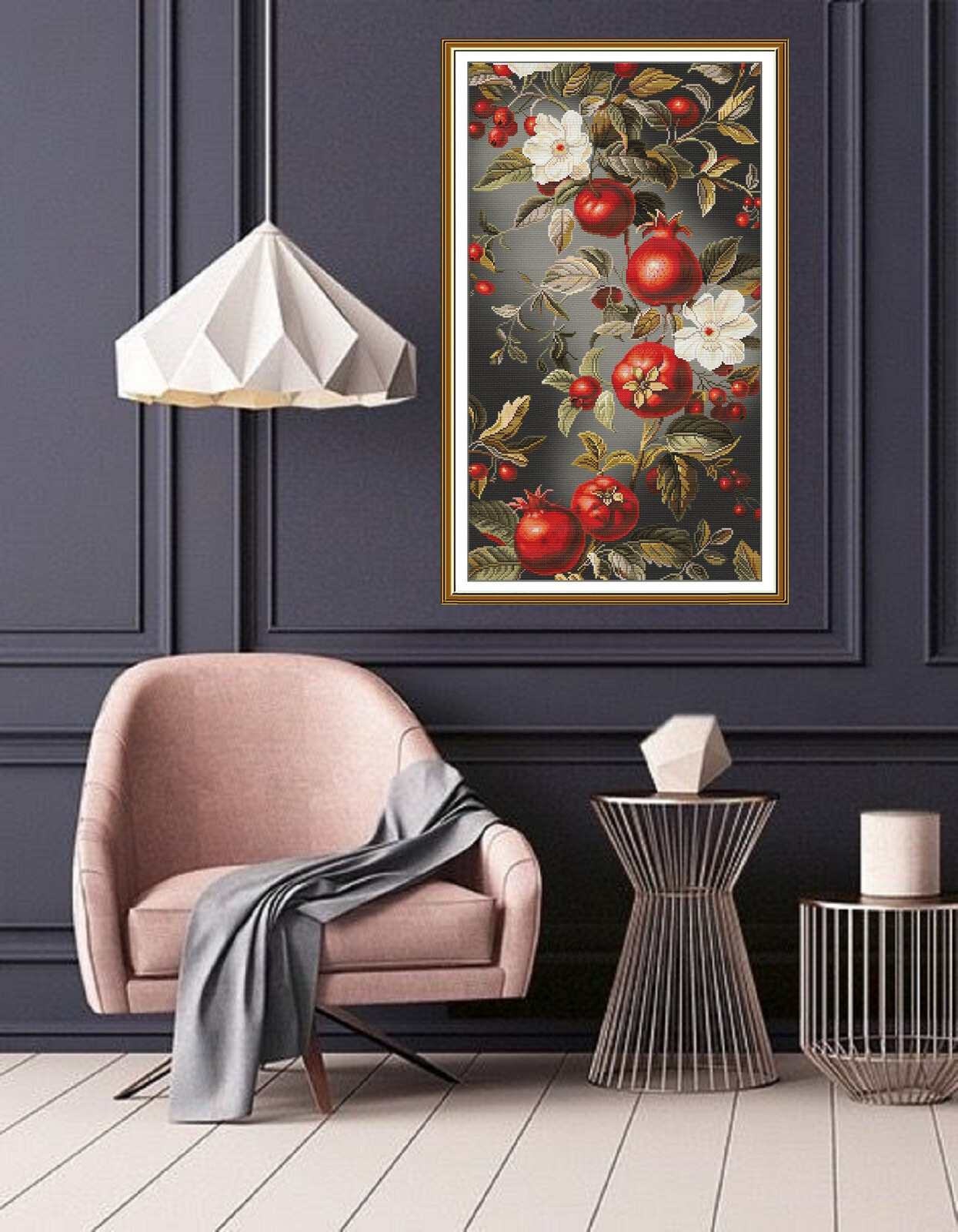 Counted cross stitch kit DIY unprinted canva Pomegranate Bouquet embroidery hand