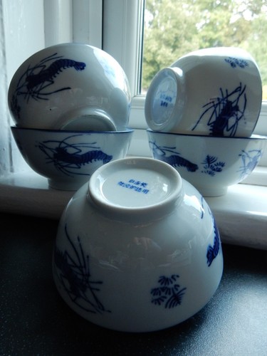 1 Vtg Rice Miso Bowl Chinese BLUE SHRIMP SEAWEED Ceramic Jingdezhen 11cm 3 LEFT - Picture 6 of 18