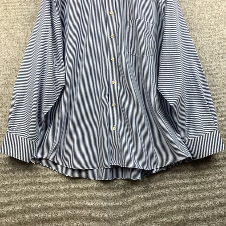 Camisa de Vestir KENNETH COLE REACTION Para Hombre Talla Extra Grande 17 x 34-35 Azul Sin Hierro Foto 3 de 4