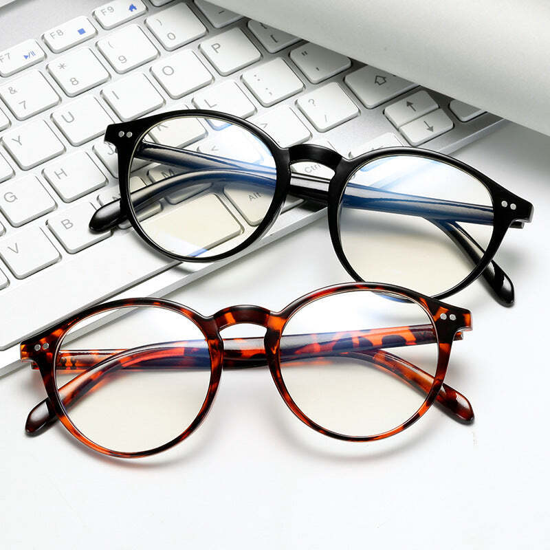 Double nail round frame anti-blue glasses frame