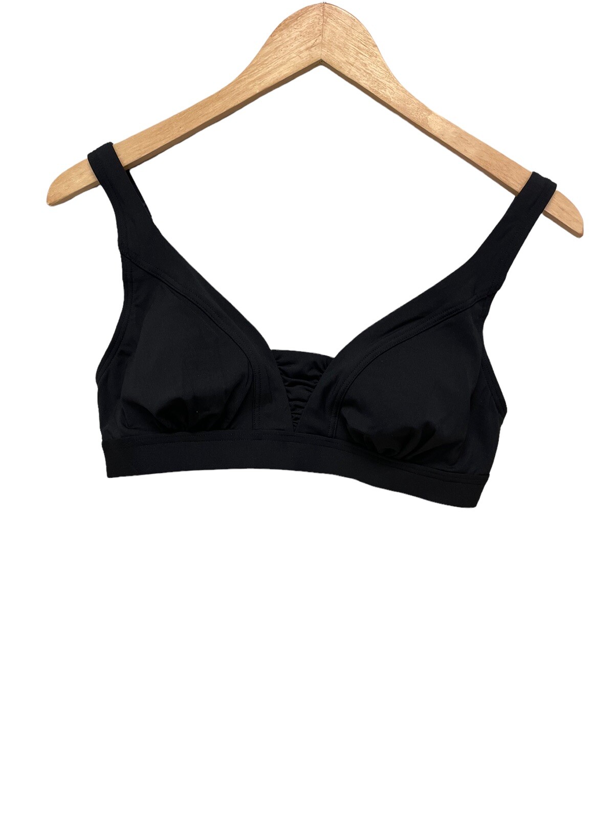 Lands End Bikini Shelf Bra Swim Top Solid Black, Size… Gem