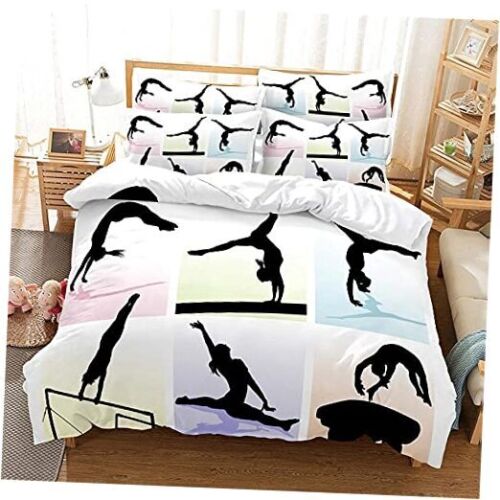 Duvet Cover Set Size Soft Microfiber Bedding Comforter Twin White Gymnastics