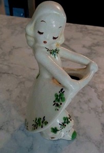 Vintage 1940s 1950s Cute Kitschy DeLee Art Ceramic/Clay Girl Planter