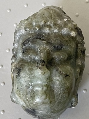Labradorite Crystal Quartz Buddha/Mara Carved (Two Faced Head) 200g,2.8  New A++