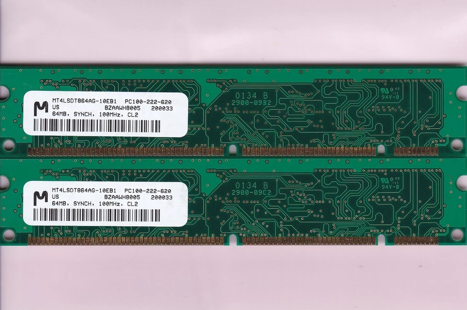 128MB 2x64MB PC-100 Crucial Micron CT8M64S4D8E.4T PC100 3.3V SDR Ram Memory Kit - Image 2 of 4
