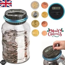 Electronic Digital LCD Coin Counter Counting Jar Money Saving Piggy Bank 1.8L