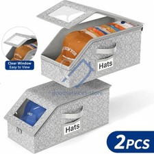 2PCS Stackable Hat Storage Organizer for Baseball Caps 24 Caps Hat Box with Lid
