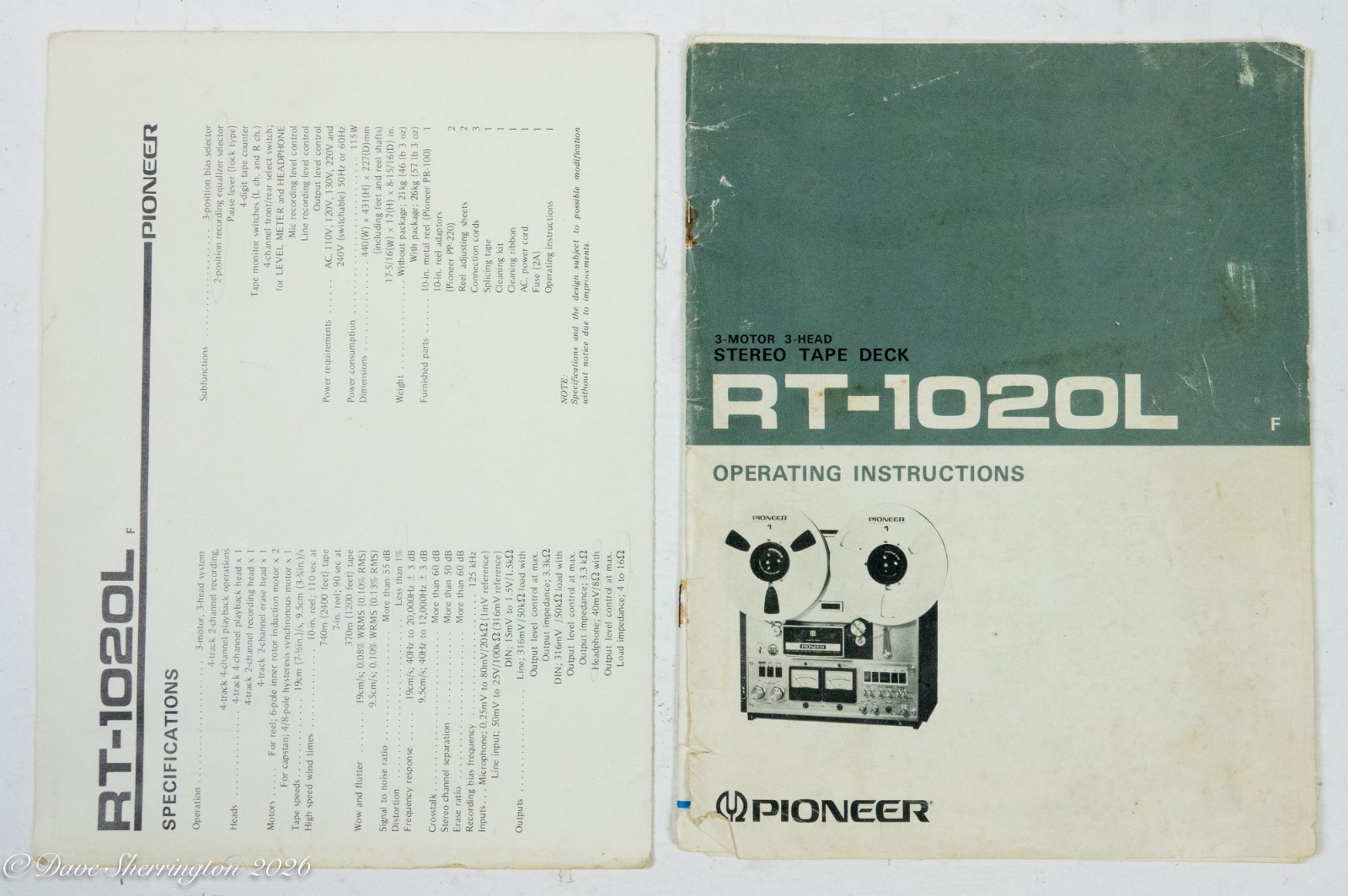 Pioneer RT-1020L Operating Instructions + Schematic