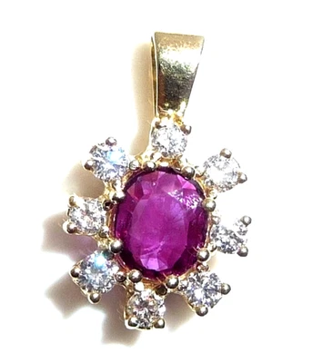 Anhänger 585 Gelbgold 0.25ct. Diamanten 0.35 Rubin  Länge: 16,5 x 10,0 mm 1,5g - Bild 1 von 4