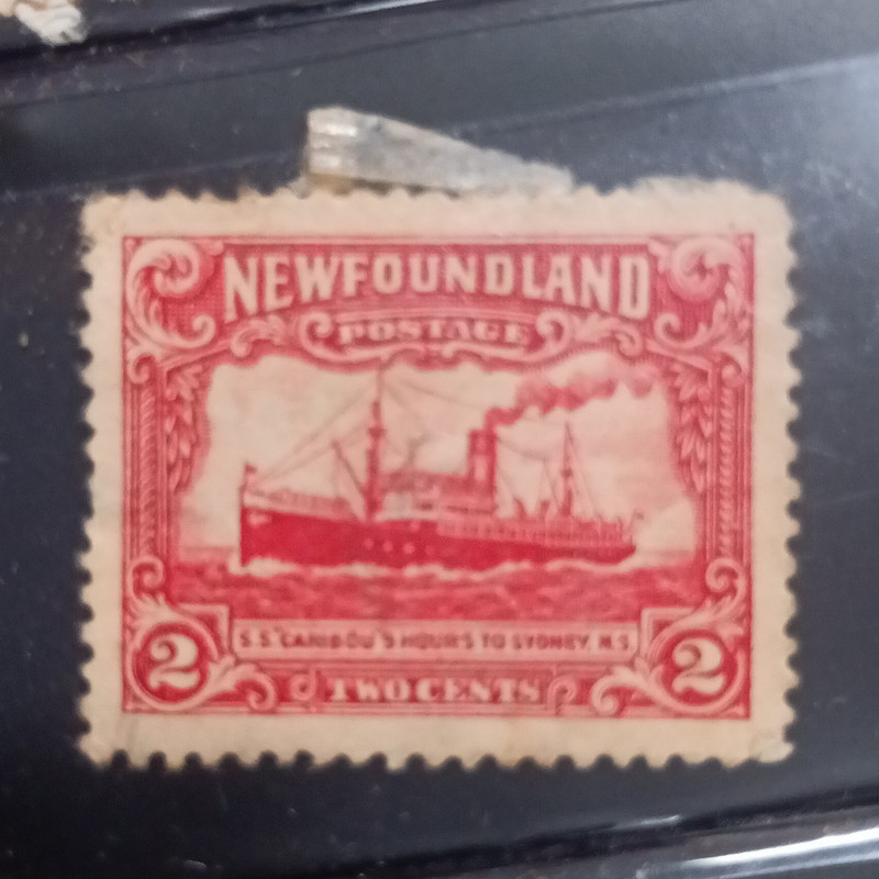 Newfoundland 2 Cents Red S.S. Caribou Ship Stamp Canada Pre-Decimal
