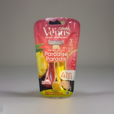 Gillette Venus Simply Paradise Scented Women's Disposable 3 Blade Razors 4 Count