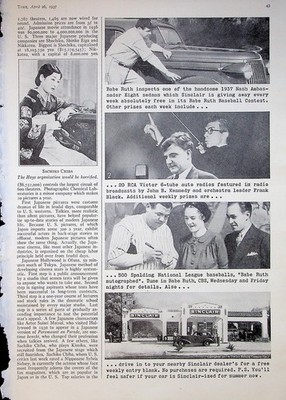 1937 Sinclair Babe Ruth Nash Ambassador Car Contest Magazine Print Ad Sport