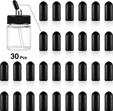 30 Pack Airbrush Bottle Caps with Siphon Pour Covers, Black