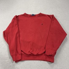 VINTAGE Polo Ralph Lauren Sweatshirt Mens Large Red Crewneck Pony Fleece 90s