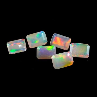 Natural Ethiopian Opal Fancy Cut, Loose Gemstone Multi Fire Opal Baguette 2 Ct