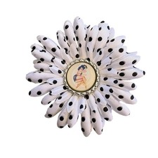Rockabilly Pinup Girl Hair Clip Accessory Black White Feathered Flower