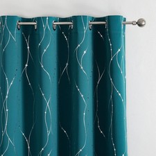 Blackout Curtains Peacock Blue 54 in 52W x 54L Silver