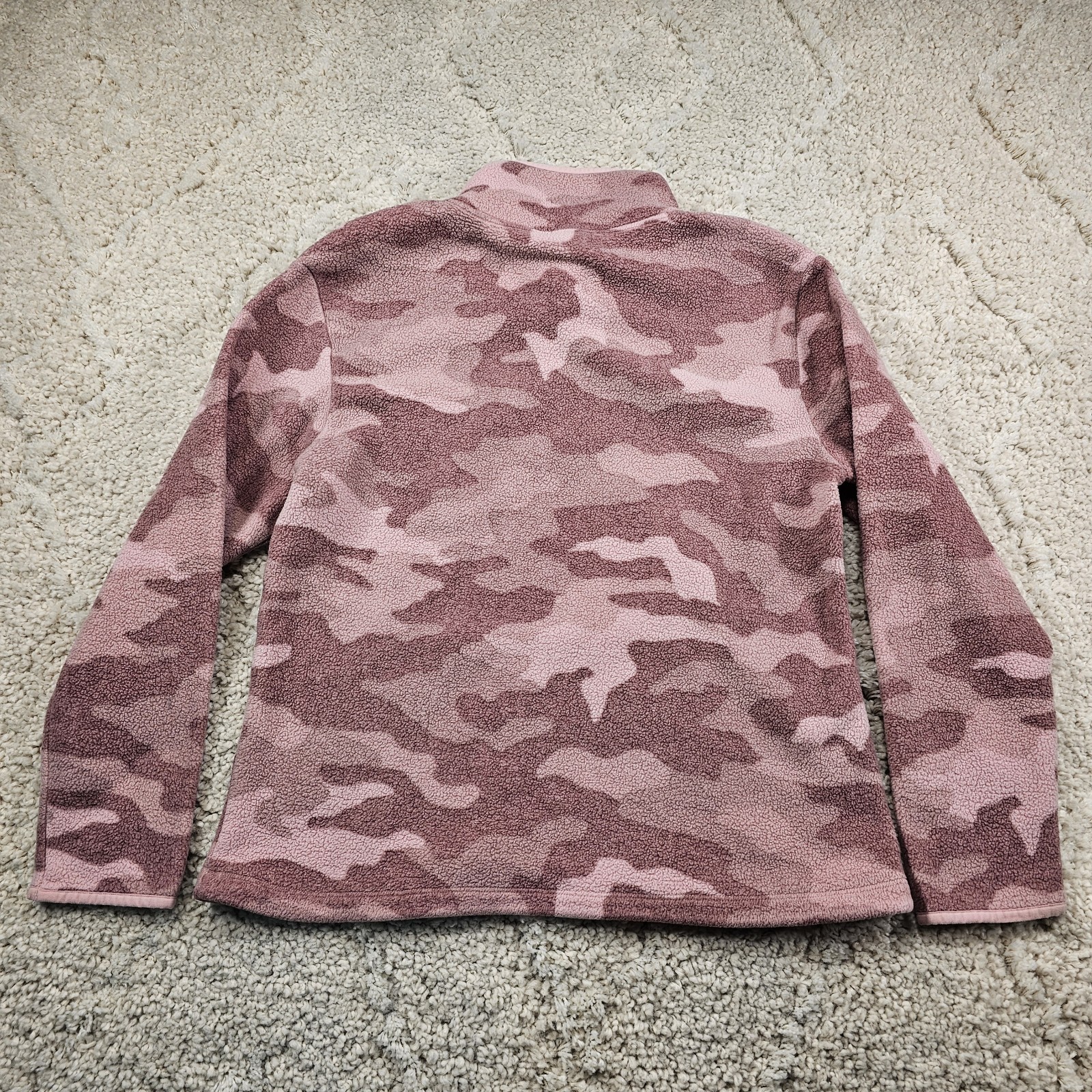 Victoria's Secret PINK Sweatshirt Womens Camouflage Camo Quarter Zip Pullover Lg