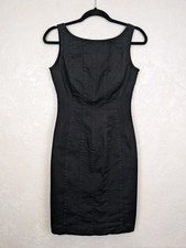 Prada Milano Women's Red Tab Classic Bodycon Black Cotton Elegant Dress Size 42