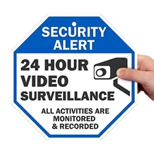 10x10 inch Security Alert 24-Hour Video Surveillance Sign Aluminum Outdoor