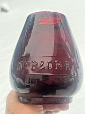 NEW YORK, PENNSYLVANIA & OHIO CAST RAILROAD LANTERN GLOBE.FLASHED RED NY P & O.