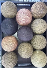 11 Woven Decorative Spheres (styrofoam) All Natural Earthtone Colors