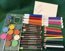 KIds Stuff Loose Pieces of an Art Set Crayons, Markers, Pencils, Paint  Pallet,