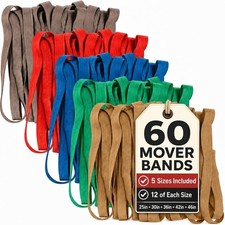 60 Pack Mover Bands – Extra Large Rubber Bands for Moving Blankets, Furniture & 