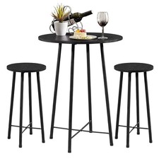 3 Piece Pub Table and Chairs Sets Counter Height Bistro Bar Sets with 2 Barst...