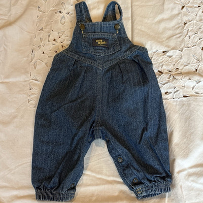 OshKosh Vestbak B'gosh Blue Denim Overall , Cotton, Button Closure, 3-6M