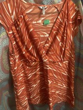 Metro Sleeveless Fitted Deep Plunge Top Size L Orange Y2K Party Slinky