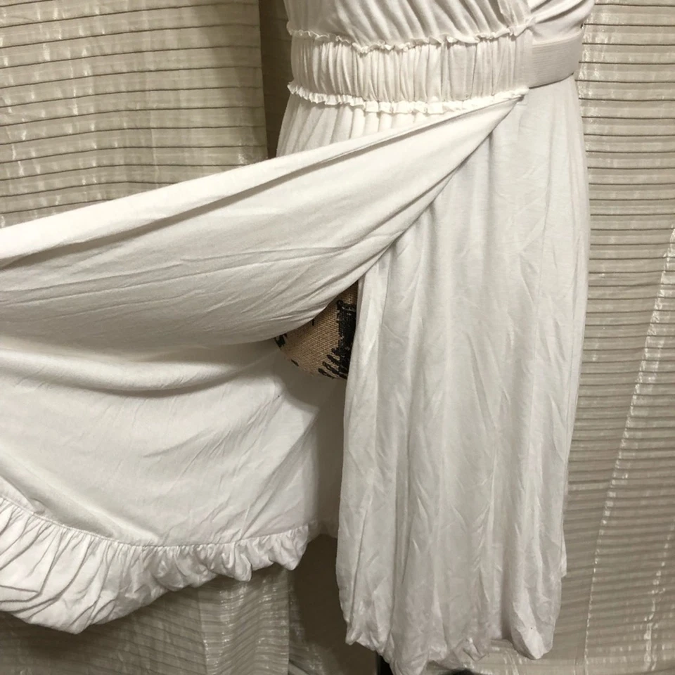 Платье Poleci греческое с искусственным запахом размер M модальное с v-образным вырезом регулируемый ремень оборка - Изображение 4 из 4