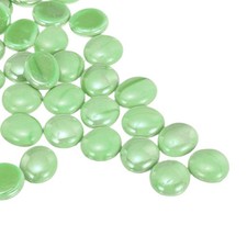 Ceramics Beads, Flat Ceramics Bright Green Iridescent 0.67 to 0.75 Inch Pebbles
