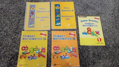 Singapore Math lot of 5 books, Primary Mathematics 1 1A & 1B for homeschooling