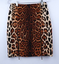 Christian DIOR Animal Print Mini Skirt Wool/Silk Zipper Accents 6