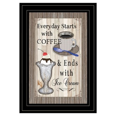 Wall Art ''Everyday Starts with Coffee'' Wall Decor Chalkboard Framed Print 15''