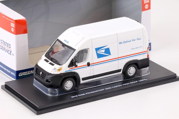 1:43 Greenlight 2018 Ram Promaster 2500 Cargo High Roof Usps White-image