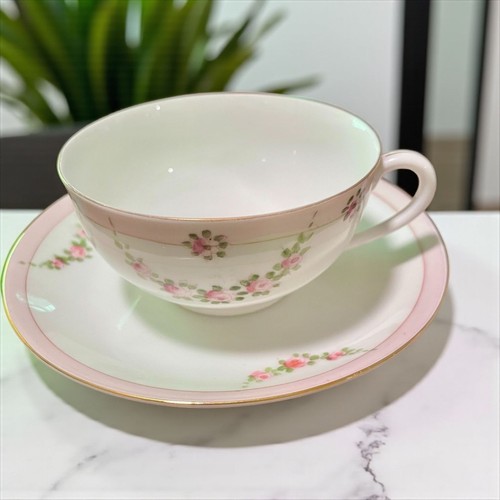Noritake Japan M Teacup & Saucer Set China Set of Two Pink Floral Design - Picture 2 of 9