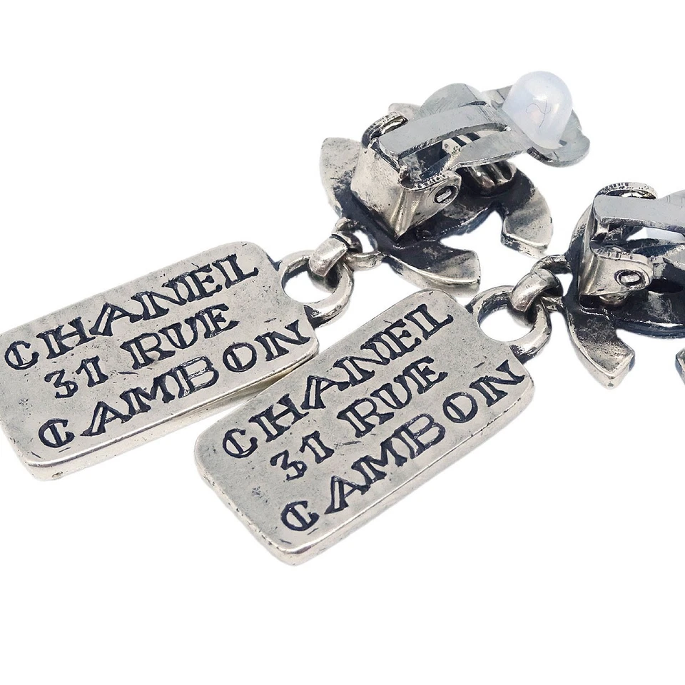 Chanel Pendientes Colgantes CC Clip-On Plata 99A 125214 Foto 3 de 4