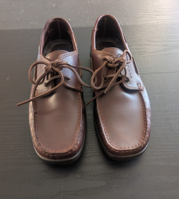 ECCO Men's Brown Leather Derby Walking Shoes Extra Width Wide Fit EU 43 US 9-9.5