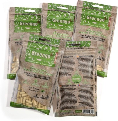 Greengo Slim 6mm Filter Tips 1000 Ct - Organic 200 Count (Pack of 5) 