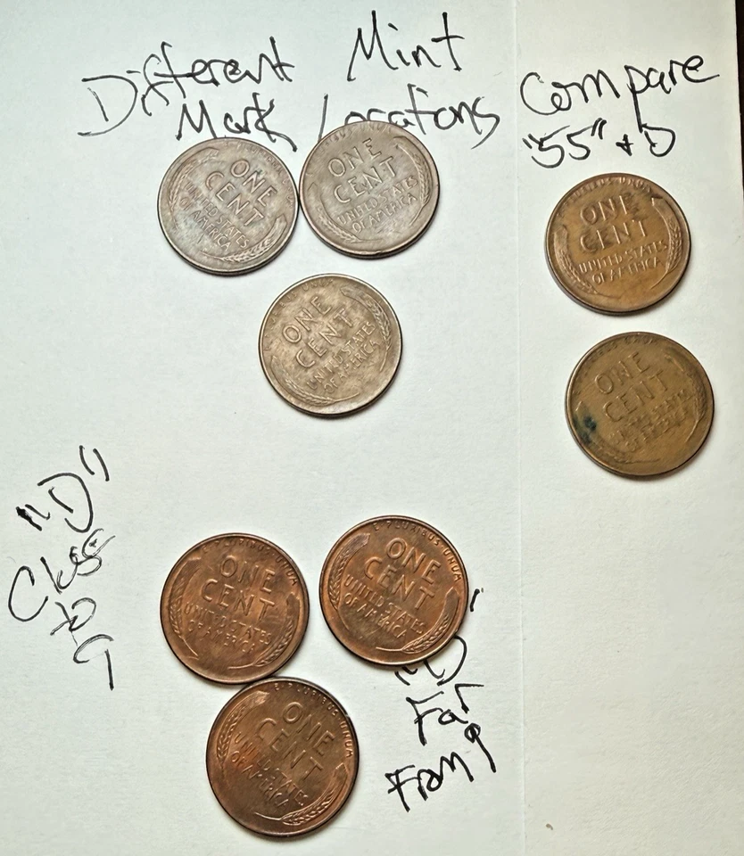 1950's Lincoln Wheat 1c Error Lot ~ Shifted / RPM Mint Marks ~ Some Uncir ~ X07 - Image 2 of 4