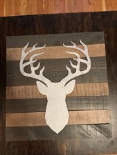 Wall Decor Rustic Deer Sign Wall Art 25x24 Inches Gray Wood