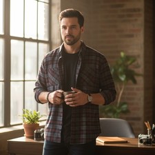 WEATHERPROOF VINTAGE Standard Red/Black Plaid Fleece Flannel Men's Shirt Size M