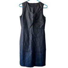 J. Crew Drape Knot Linen Sheath Dress Sleeveless Women Sz 2 Black Career Neutral