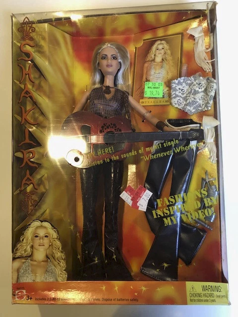2003 Mattel Shakira Barbie Doll With Guitar plays Whenever Wherever B4535 NRFB
