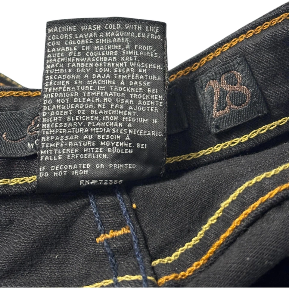 Pantalones de mezclilla Ed Hardy Y2K para mujer 28 Koi Fish negros pierna recta tiro bajo lavado oscuro Foto 3 de 4