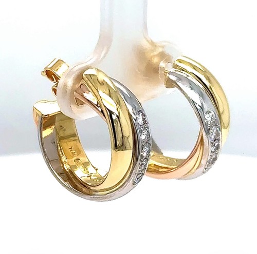 Edle Wempe Ohrringe in 18 Karat (750) Tricolor Gold mit hochfeinen Brillanten - Bild 6 von 15